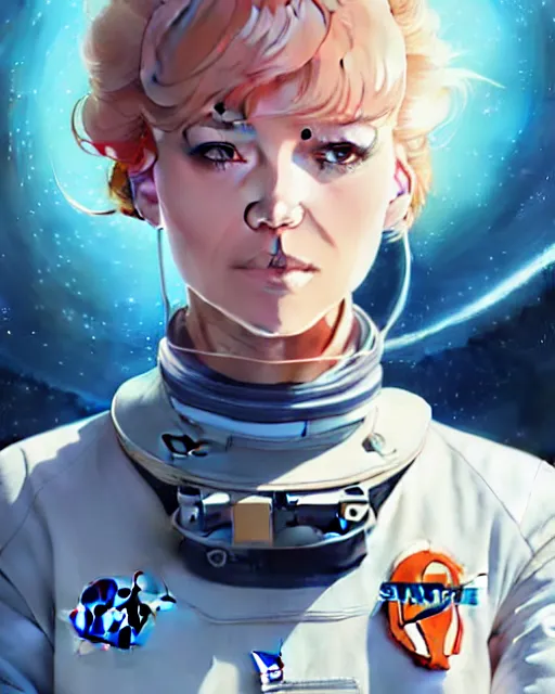 Image similar to portrait of a female astronaut, scifi, face like ester exposito, blonde shinkai makoto studio ghibli studio key hideaki anno sakimichan stanley artgerm lau rossdraws james jean marc simonetti elegant highly detailed digital painting artstation pixiv