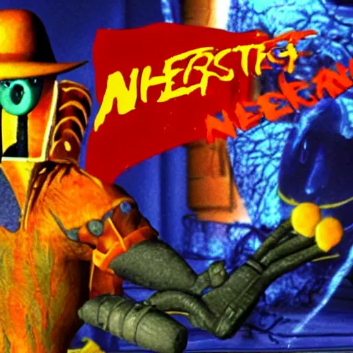 Image similar to a still of from the movie nightmare on elm street crossover with the game jak 2