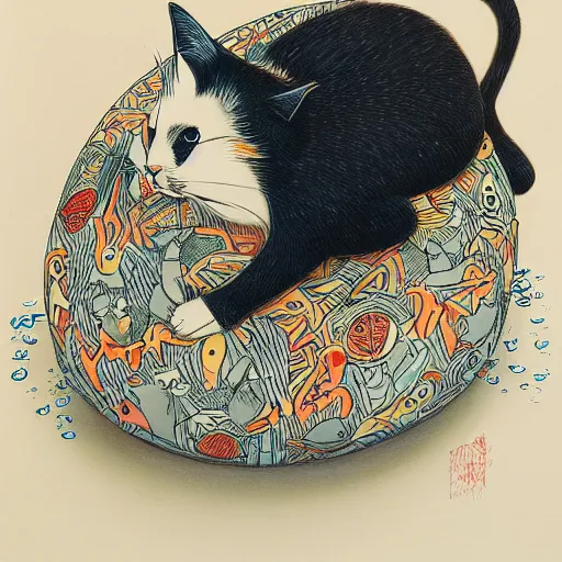 Image similar to a house cat by james jean