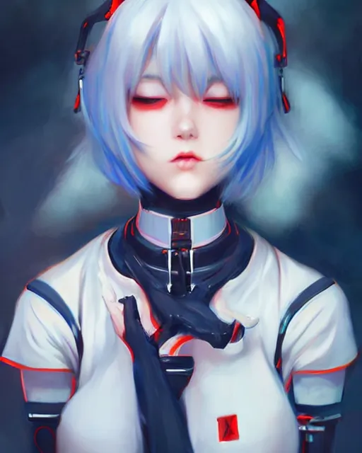 Image similar to A ultradetailed beautiful panting of Rei Ayanami by GUWEIZ