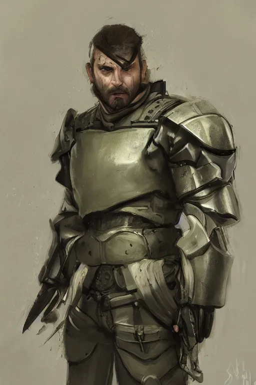 Image similar to a professionally painted portrait of John TotalBiscuit Bain, clothed in military armor, olive skin, long dark hair, beautiful bone structure, symmetrical facial features, intricate, elegant, digital painting, trending on Artstation, concept art, smooth, sharp focus, illustration, from Metal Gear by Ruan Jia and Mandy Jurgens and Artgerm and William-Adolphe Bouguerea, award winning