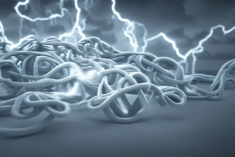 Prompt: gordian knot made out of a humanoid nervous system, clouds, cinematic, volumetric lighting, f 2 aperture, cinematic eastman 5 3 8 4 film, photorealistic