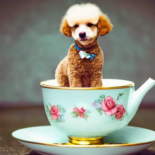 Image similar to Cute poodle sitting inside a tea cup