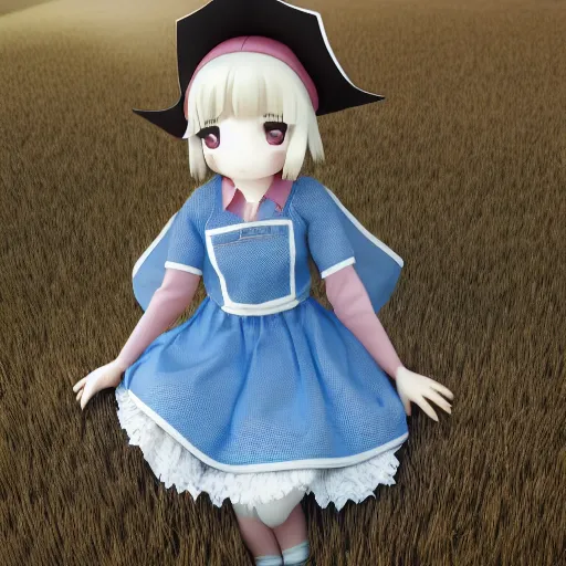 Image similar to cute fumo plush of a farmer girl, peasant anime girl, symmetry, vray