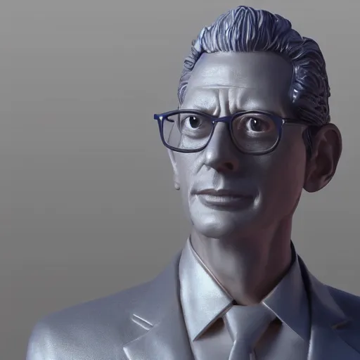 Image similar to gold statue of jeff goldblum, 3 d render, 8 k, octane render, cycles render, unreal engine