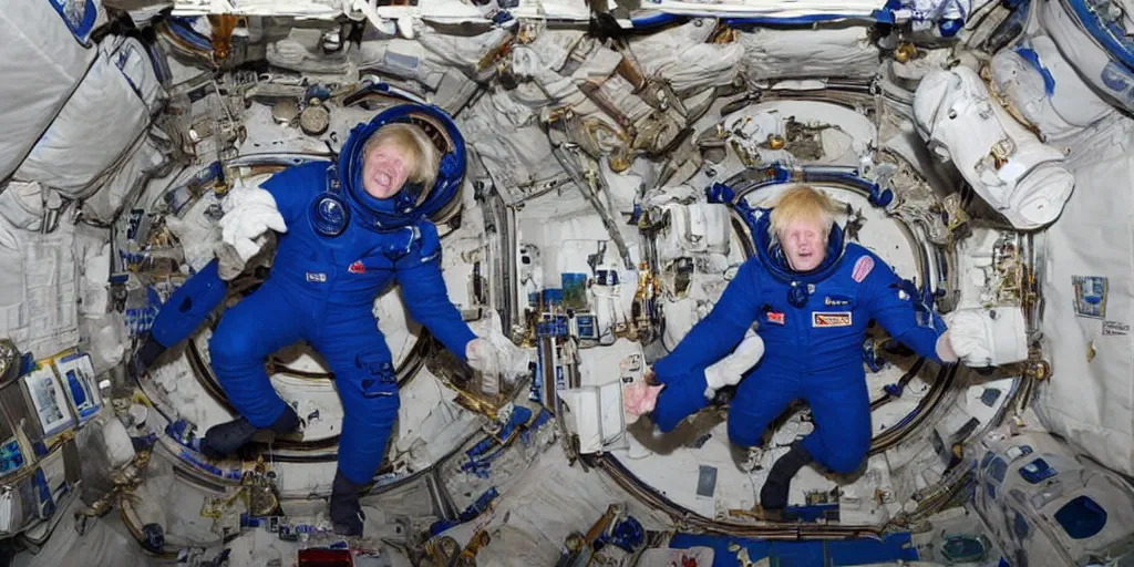 Prompt: boris johnson as an astronaut on the international space station