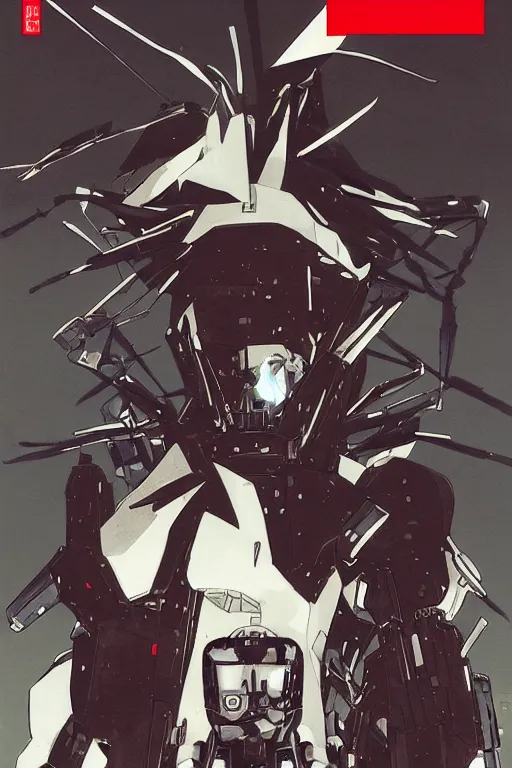 Prompt: professionally drawn seinen mature horror mecha horror detective action manga comic cover, full color, beautifully drawn coherent professional, drawn by ilya kuvshinov, ilya kuvshinov, and hiromu arakawa and tsutomu nihei. japanese script kanji hiragana on the cover. simplistic minimalist cover art. stylized stylistic.