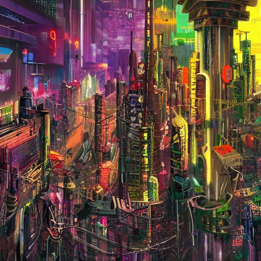 Image similar to cyberpunk city, in the style of roberto matta