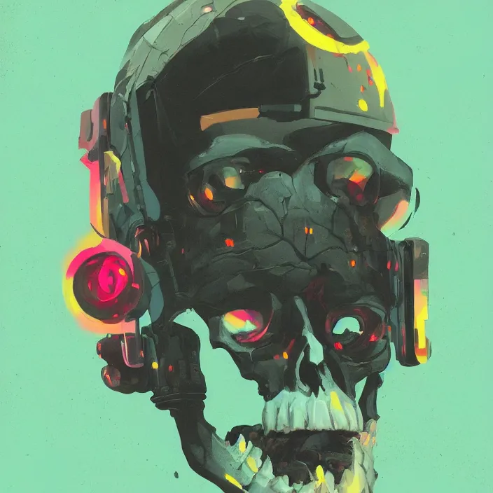 Image similar to a colorful comic noir illustration painting of a cyberpunk skull by sachin teng and sergey kolesov and sam yang and simon stalenhag. in style of graffiti art. hyper detailed, sharp focus, soft light. octane render. ray tracing. trending on artstation