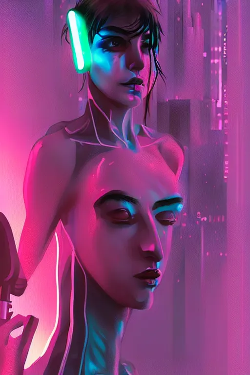 Prompt: buenos aires argentina cyberpunk strong girl sweating, digital sci - fi streets night, soft instagram fantasy art
