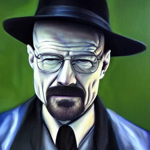 Prompt: Gangster Walter White oil painting