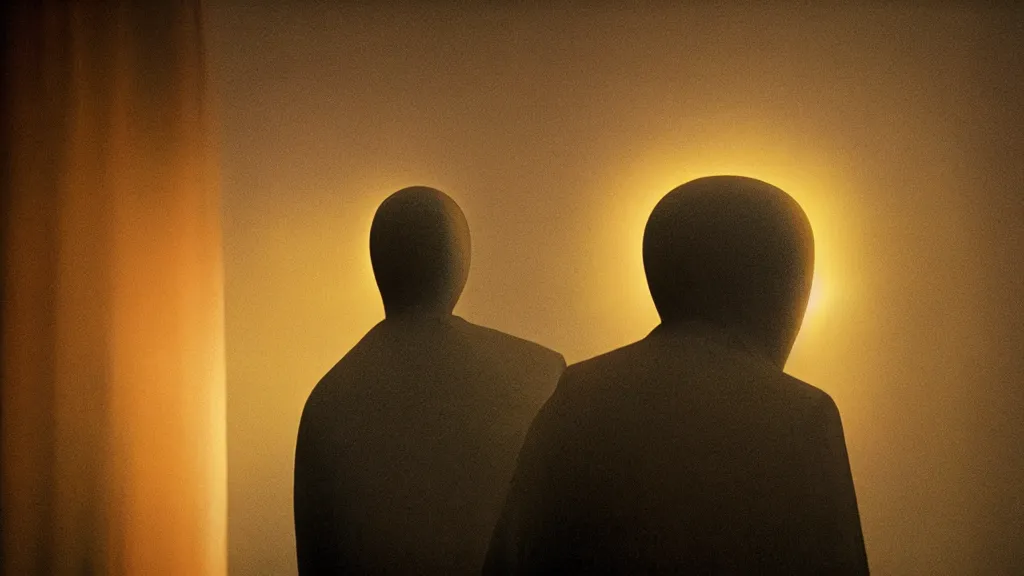 Prompt: the bright glowing head of a preacher in church, film still from the movie directed by denis villeneuve and david cronenberg with art direction by zdzisław beksinski and dr. seuss