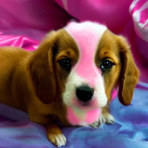 Image similar to puppy made of cotton candy