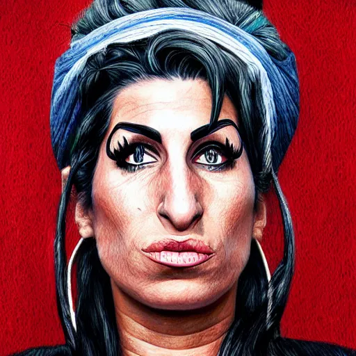 Image similar to Realístic portrait of Amy Winehouse as an old woman in the style of Chuck Close intricate, elegant, highly detailed, digital painting, artstation, smooth, sharp focus, illustration