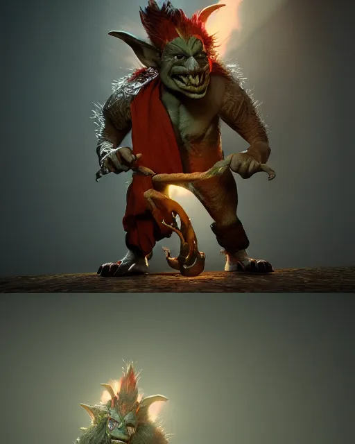 Prompt: the mythical fantasy goblin king, chuckling to himself and carrying a sack of loot creeping around inside a dimly lit suburban house at night, high quality 3d render, octane, 4k dramatic lighting, trending on artstation