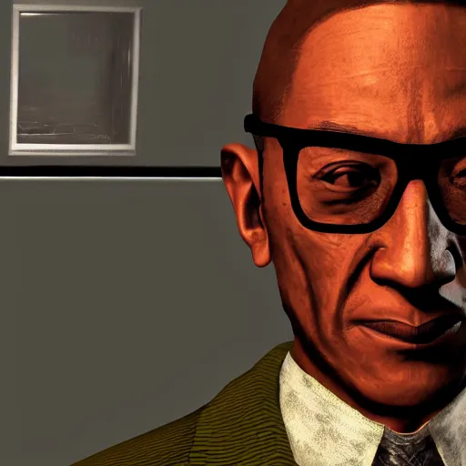 Prompt: gus fring in fallout new vegas, screenshot, modded gameplay, 4k