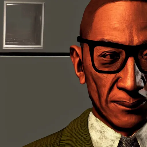 Image similar to gus fring in fallout new vegas, screenshot, modded gameplay, 4k