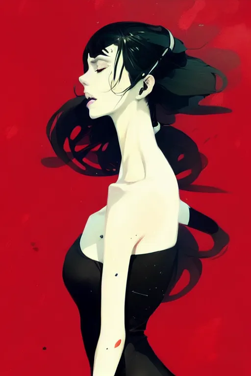 Image similar to a ultradetailed beautiful panting of a stylish woman wearing a black dress, by conrad roset, greg rutkowski and makoto shinkai, trending on artstation
