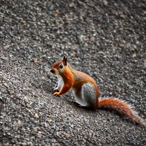 Prompt: squirrel wearing glasses, canon eos r 3, f / 1. 4, iso 2 0 0, 1 / 1 6 0 s, 8 k, raw, unedited, symmetrical balance, in - frame, low angle!!!, low angle