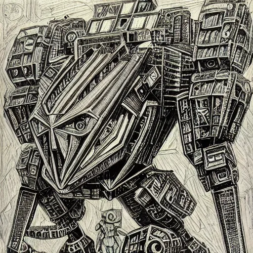 Image similar to combat mecha by m. c. escher, h. r. giger