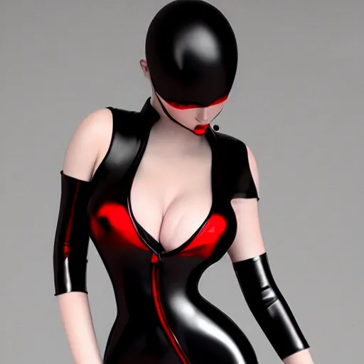 Image similar to a feminine curvy pale young hot goth cutie wearing a tight elegant elaborate black-red-gold-silver latex-nylon-leather outfit, cgsociety, photorealistic, sublime-hyperadvanced-amorous ambience, 16k, smooth, sharp focus, trending on ArtStation, volumetric lighting, thin waist, fully clothed