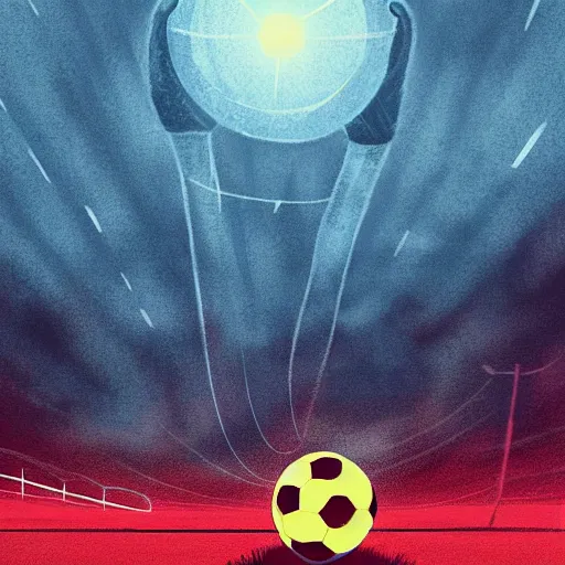 Prompt: detailed illustration of a soccer ball by alena aenami and annato finnstark