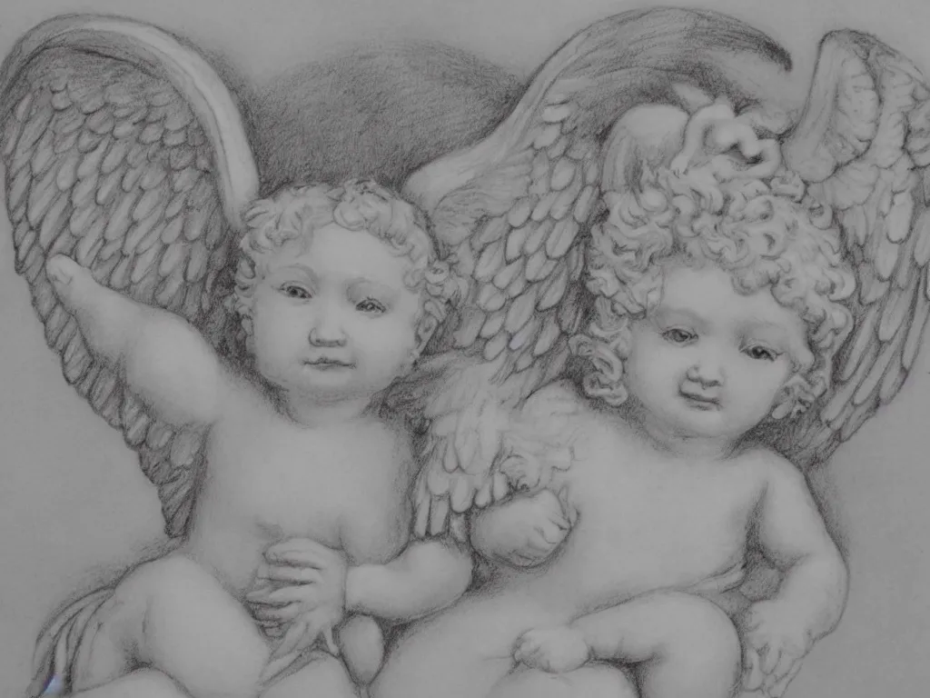 Image similar to cherub angel representation drawing