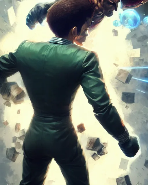 Image similar to gigachad luigi fighting like one punch man in a suit, fantasy character portrait, ultra realistic, full body concept art, intricate details, highly detailed by greg rutkowski, ilya kuvshinov, gaston bussiere, craig mullins, simon bisley