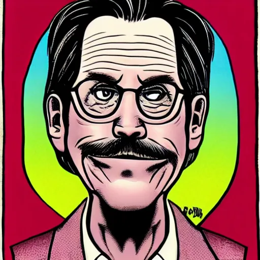 Image similar to a portrait of Jim Carey drawn by Robert Crumb