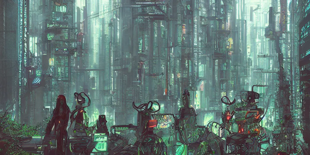 Image similar to the forests of cyberpunk tokeyo by kirokaze