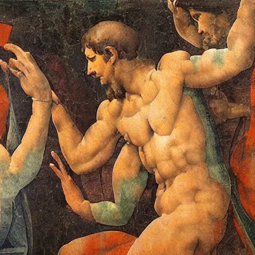 Prompt: stable diffusion is rejecting it's users prompt fresco painting by Michelangelo