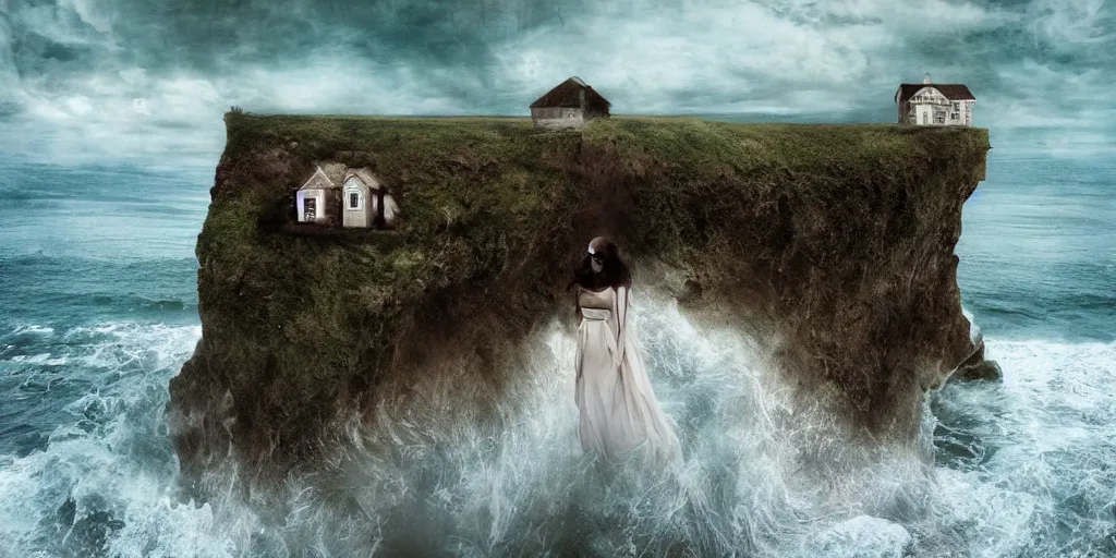 Prompt: a house on a cliff by the ocean by brooke shaden
