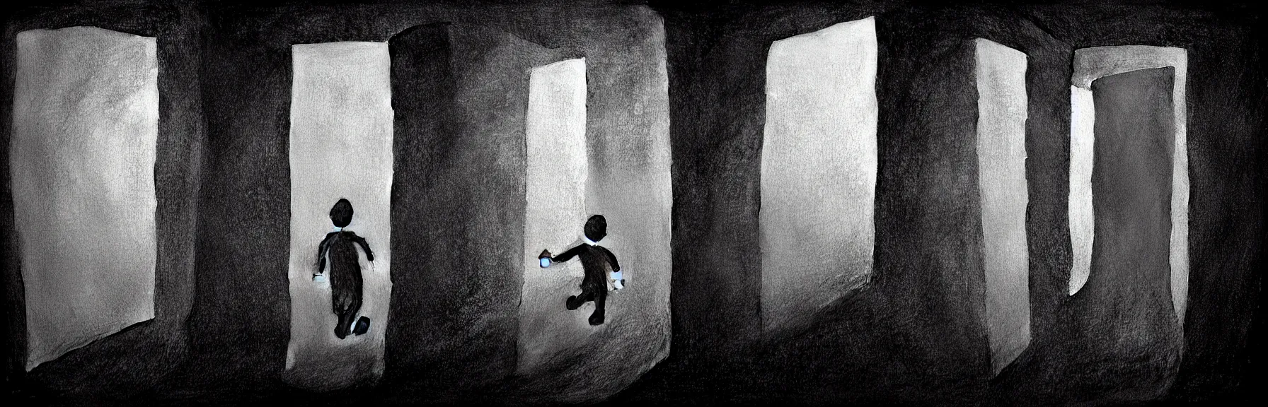 Image similar to You go deeper into the room. You still don't hit any walls. You focus on running straight, but you're never really sure. A sick, familiar stench of ammonia fills your nostrils. He reminds you of your childhood, playing in the fields near the forest forest. Then in the darkness you see the contours of a huge chimney, hundreds of meters high. intricate concept art, digital painting, ambient lighting, 4k, artstation