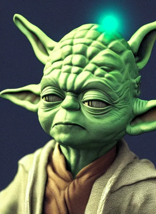 Image similar to yoda with human proportions, 8 k, hyperrealism, intricate, lens flare, bloom