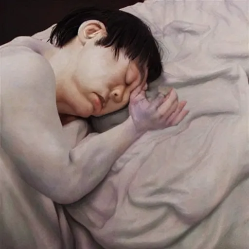 Image similar to 😴😪🤤 art by joongwon charles jeong, tjalf sparnaay, gottfried helnwein, roberto bernardi