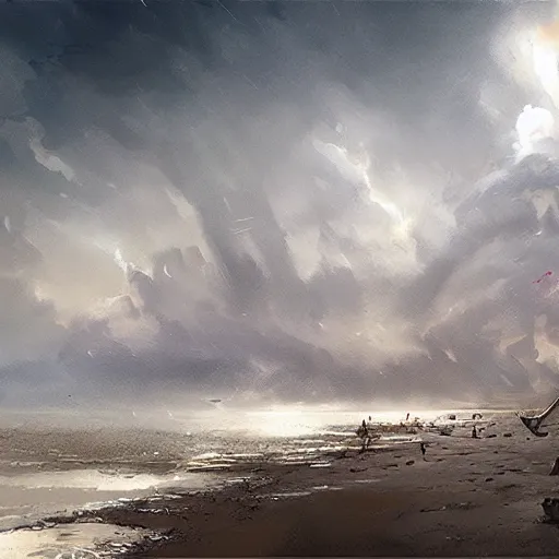 Image similar to apocalypse beach, by greg rutkowski