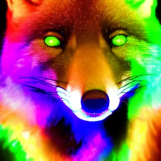 Prompt: rainbow led fox