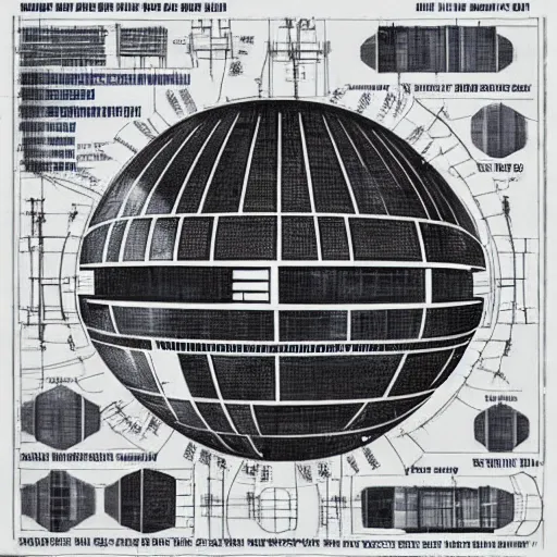 Prompt: A blueprint of the Death Star, constructivism