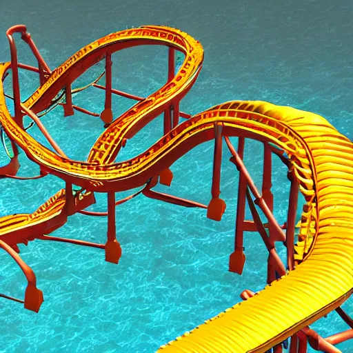 Image similar to underwater roller coaster, photorealistic, detailed