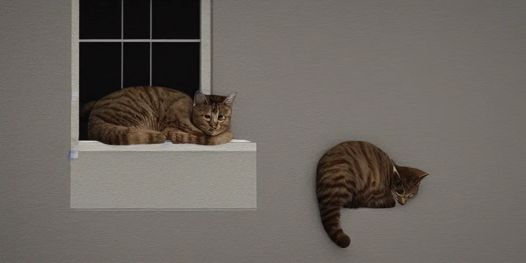 Prompt: cat on a windowsill, raytracing