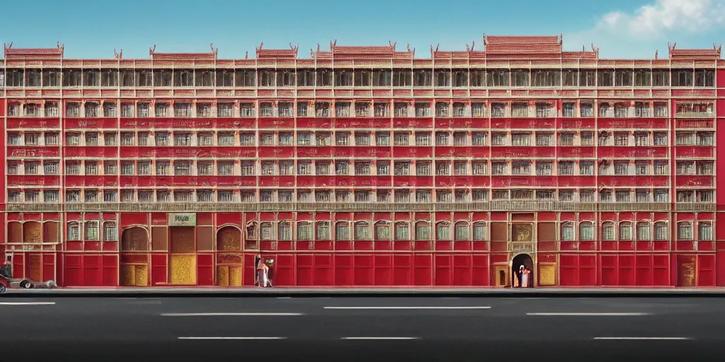 Prompt: a very high resolution image from a new movie, chinese building, front view, photorealistic, photography, directed by wes anderson