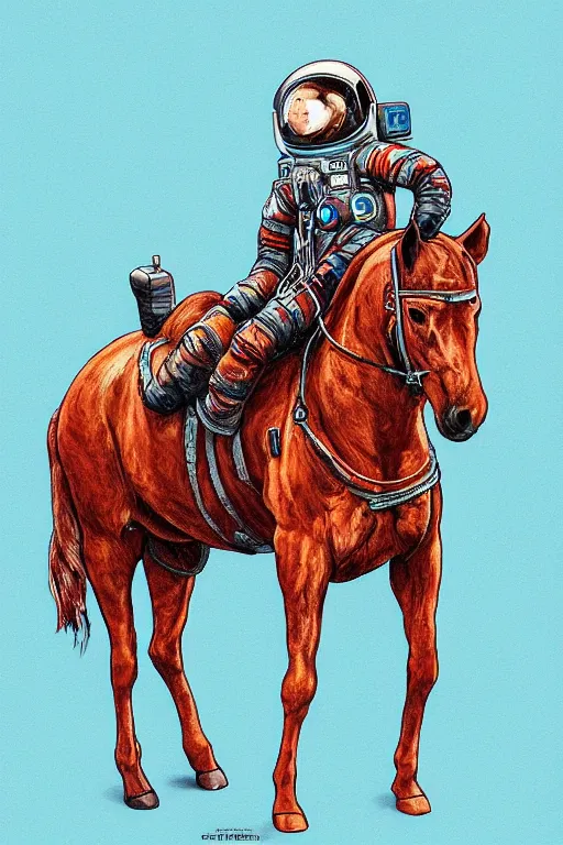 Image similar to horse on top of astronaut shoulders, artstation