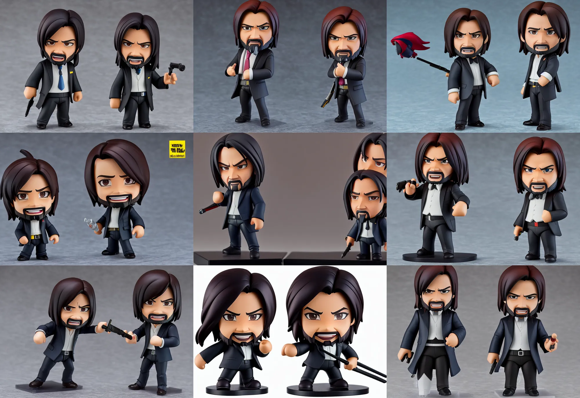 Prompt: side view of john wick of disney movie as nendoroid running in new york, 8 k hd dof, kodak film,