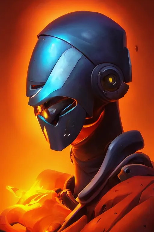 Image similar to epic mask helmet robot ninja portrait stylized as fornite style game design fanart by concept artist gervasio canda, behance hd by jesper ejsing, by rhads, makoto shinkai and lois van baarle, ilya kuvshinov, rossdraws global illumination radiating a glowing aura global illumination ray tracing hdr render in unreal engine 5