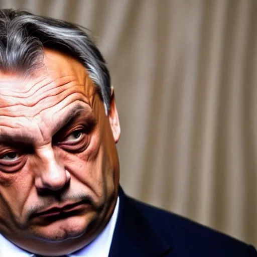 Image similar to Viktor Orban looking sad