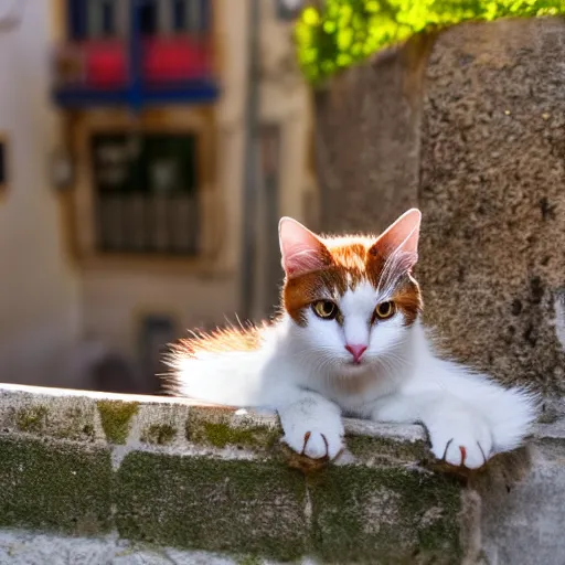 Image similar to a cute friendly cat in Portugal 8k hdr very detailed