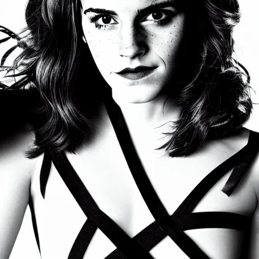 Image similar to A portrait of Emma Watson as Catwoman, studio lighting