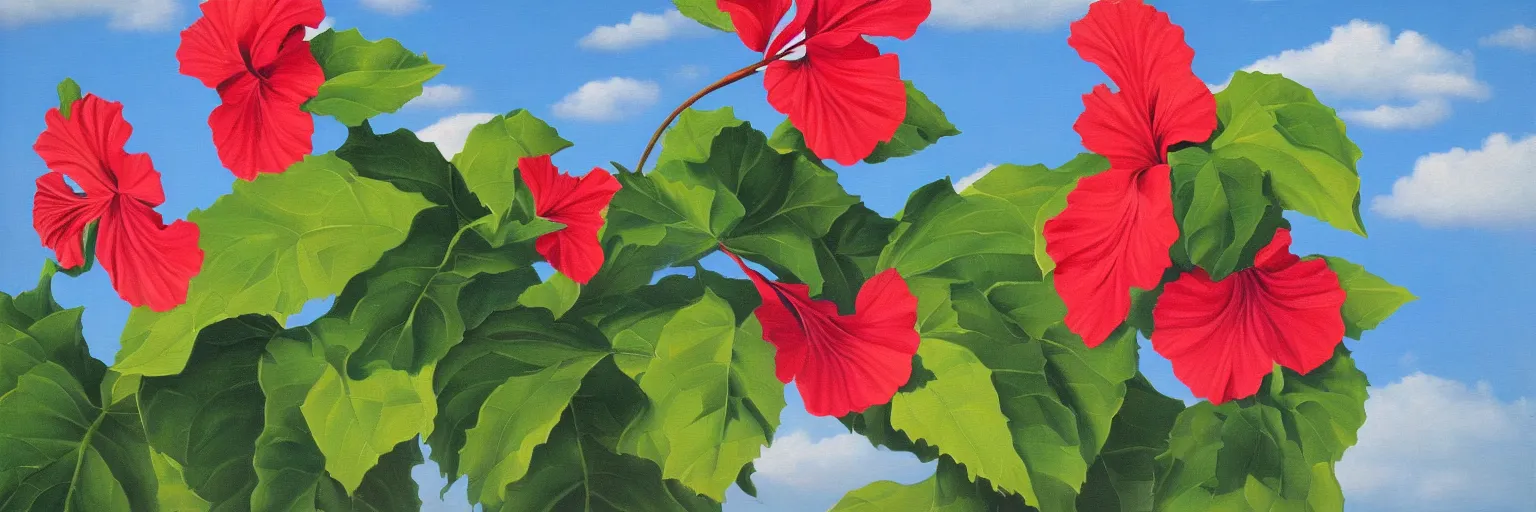 Image similar to hibiscus oil painting magritte