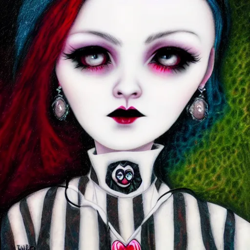 Prompt: goth girl in the style of mark ryden
