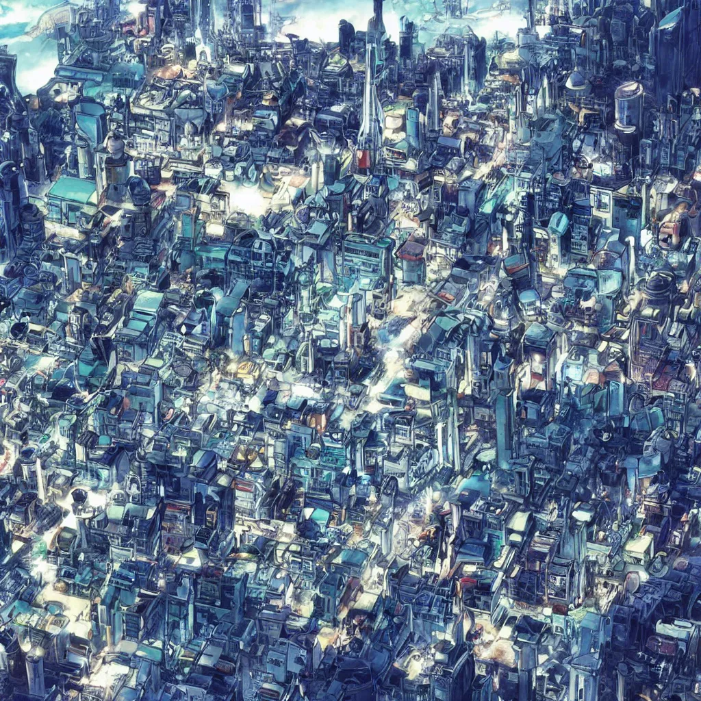 Image similar to photo of zalem city in alita battle angel, by yukito kishiro